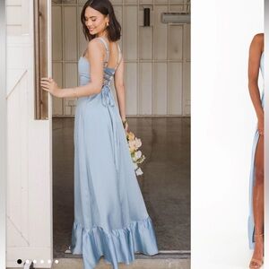 Show Me Your MuMu Clarissa Corset Dress in Steel Blue Satin